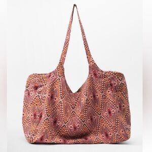 Zara Multicolored Bohemian Printed 100% Cotton X-Large Maxi Tote Bag One Size